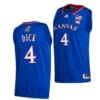 Men's Gradey Dick Jersey #4 Kansas Jayhawks College Basketball Jerseys Blue 2022