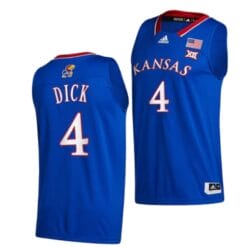 Men's Gradey Dick Jersey #4 Kansas Jayhawks College Basketball Jerseys Blue 2022