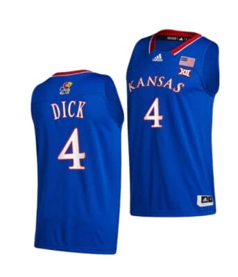 Men's Gradey Dick Jersey #4 Kansas Jayhawks College Basketball Jerseys Blue 2022