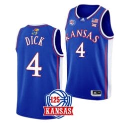 Men's Gradey Dick Jersey #4 Kansas Jayhawks College Basketball Jerseys Blue