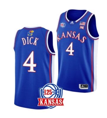 Men's Gradey Dick Jersey #4 Kansas Jayhawks College Basketball Jerseys Blue
