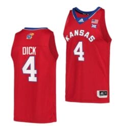 Men's Gradey Dick Jersey #4 Kansas Jayhawks College Basketball Jerseys Red Retro