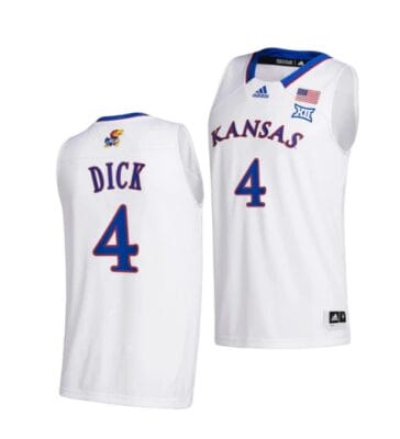 Men's Gradey Dick Jersey #4 Kansas Jayhawks College Basketball Jerseys White 2022