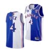 Men's Gradey Dick Jersey #4 Kansas Jayhawks College Basketball Jerseys White Royal Split