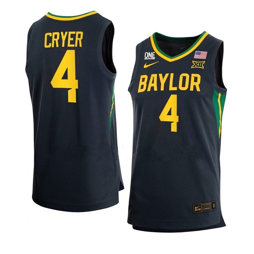 Men's #4 Lj Cryer Jersey Baylor Bears College Basketball Jerseys Anthracite Black