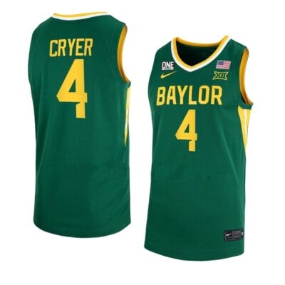 Men's #4 Lj Cryer Jersey Baylor Bears College Basketball Jerseys Anthracite Green