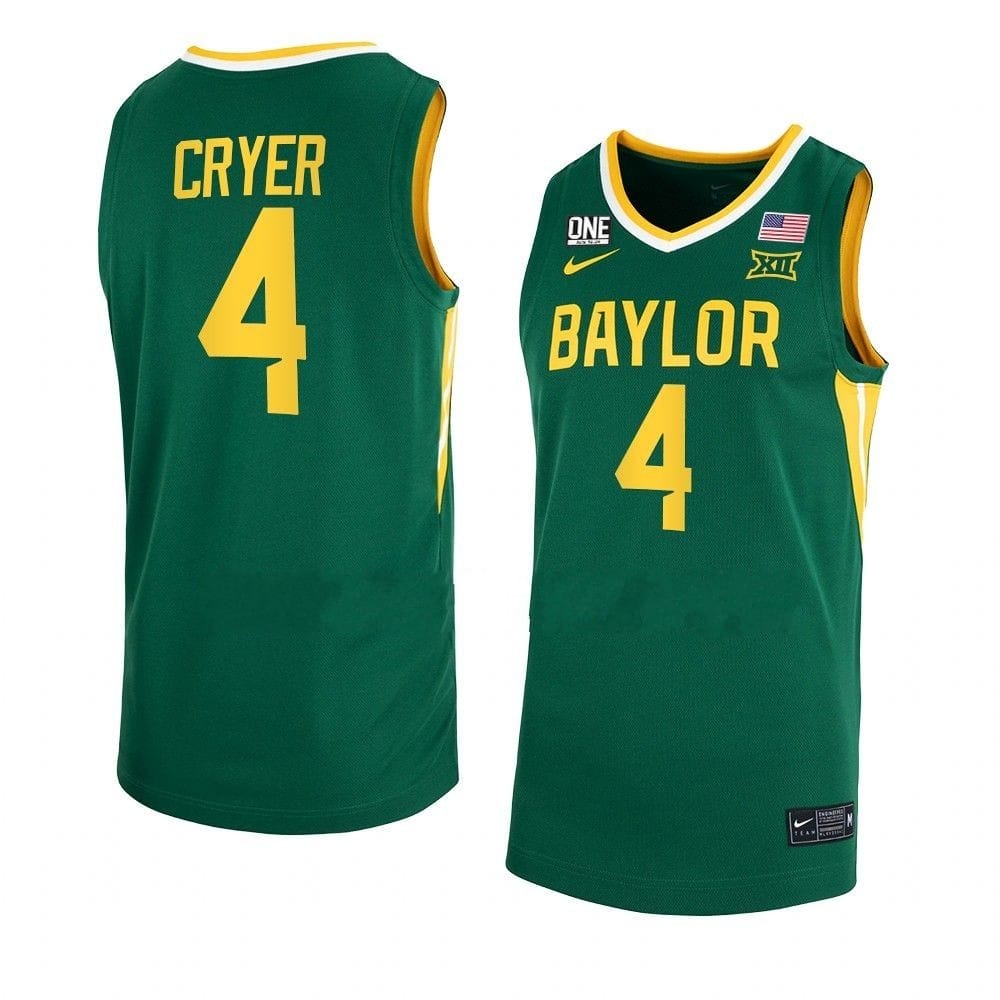 Men's #4 Lj Cryer Jersey Baylor Bears College Basketball Jerseys Anthracite Green