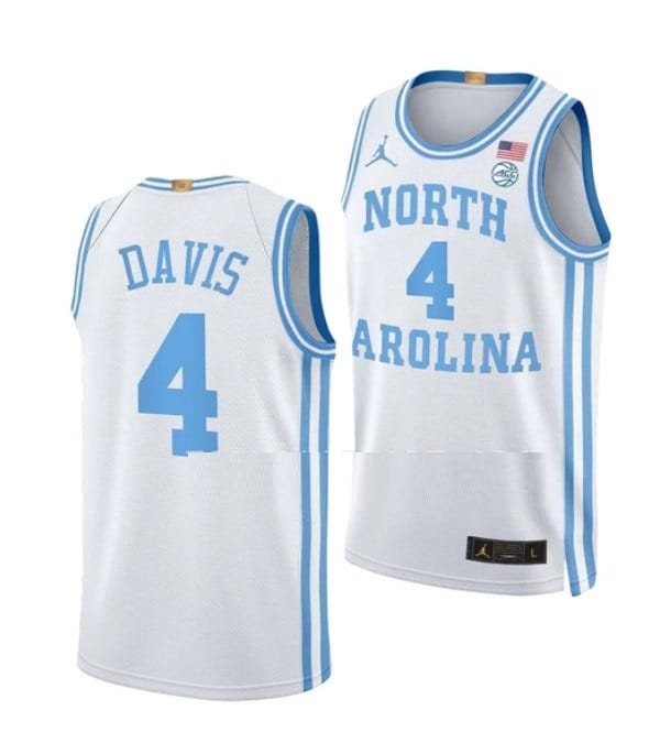 R.J. Davis Jersey #4 North Carolina Tar Heels College Basketball Jerseys White Elite