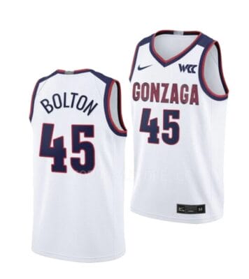 Men's #45 Rasir Bolton Jersey Gonzaga Bulldogs College Basketball Jerseys White