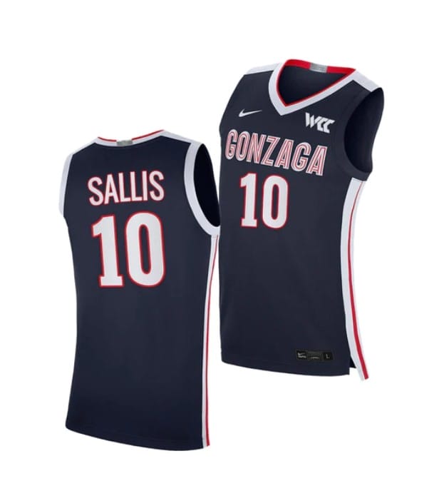Hunter Sallis Jersey #10 Gonzaga Bulldogs College Basketball Jerseys Navy