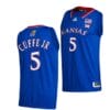 Men's Kyle Cuffe Jr Jersey #5 Kansas Jayhawks College Basketball Jerseys Blue 2022