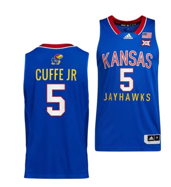Men's Kyle Cuffe Jr Jersey #5 Kansas Jayhawks College Basketball Jerseys Royal Throwback