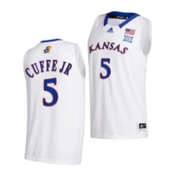 Men's Kyle Cuffe Jr Jersey #5 Kansas Jayhawks College Basketball Jerseys White 2022
