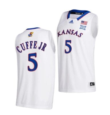 Men's Kyle Cuffe Jr Jersey #5 Kansas Jayhawks College Basketball Jerseys White 2022