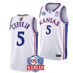 Men's Kyle Cuffe Jr Jersey #5 Kansas Jayhawks College Basketball Jerseys White