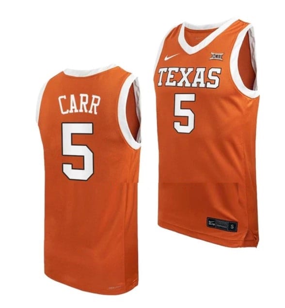 Marcus Carr Jersey #5 Texas Longhorns College Basketball Jerseys Orange