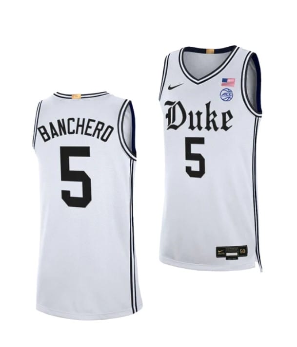 Paolo Banchero Jersey #5 Duke Blue Devils College Basketball Jerseys White Cameron