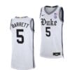 RJ Barrett Jersey #5 Duke Blue Devils College Basketball Jerseys White Cameron