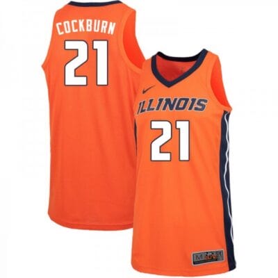 Mens Illinois Fighting Illini Kofi Cockburn Jersey #21 Orange NCAA Basketball Jerseys