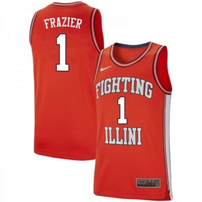 Mens Illinois Fighting Illini Trent Frazier Jersey #1 Retro Orange University College Basketball Jerseys