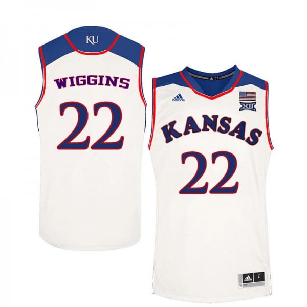 Andrew Wiggins Jersey #22 Kansas Jayhawks White College Basketball Jerseys