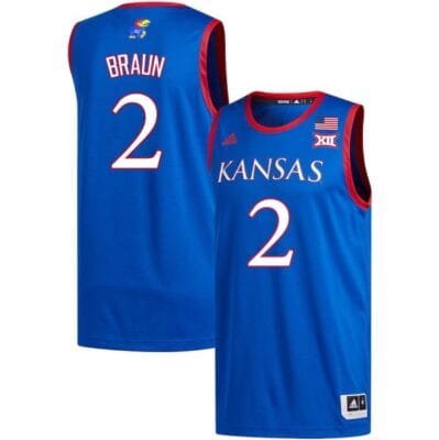 Christian Braun Jersey #2 Kansas Jayhawks Royal Stitched College Basketball Jerseys