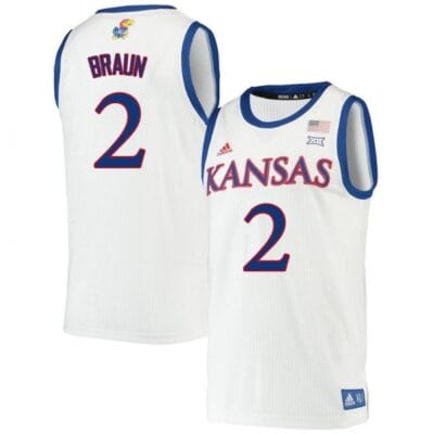 Christian Braun Jersey #2 Kansas Jayhawks White Alumi College Basketball Jerseys