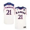 Joel Embiid Jersey #21 Kansas Jayhawks White NCAA College Basketball Jerseys