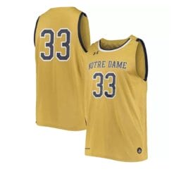 Men's Under Armour #33 Gold Notre Dame Fighting Irish College Basketball Jersey