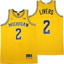 Isaiah Livers Jersey #2 Michigan Wolverines NCAA College Basketball Yellow