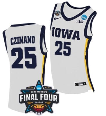 Monika Czinano Jersey Iowa Hawkeyes College Basketball 2023 NCAA Final Four White #25