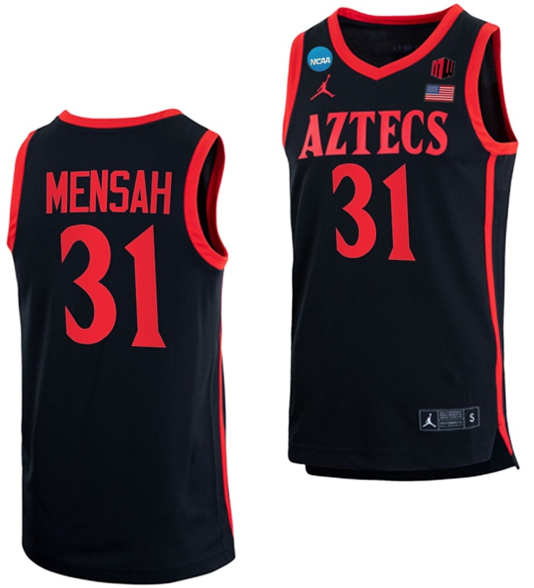 Nathan Mensah Jersey #31 San Diego State Aztecs College Basketball 2023 NCAA March Madness Black