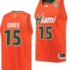 Norchad Omier Jersey Miami Hurricanes College Basketball Reverse Retro Orange #15