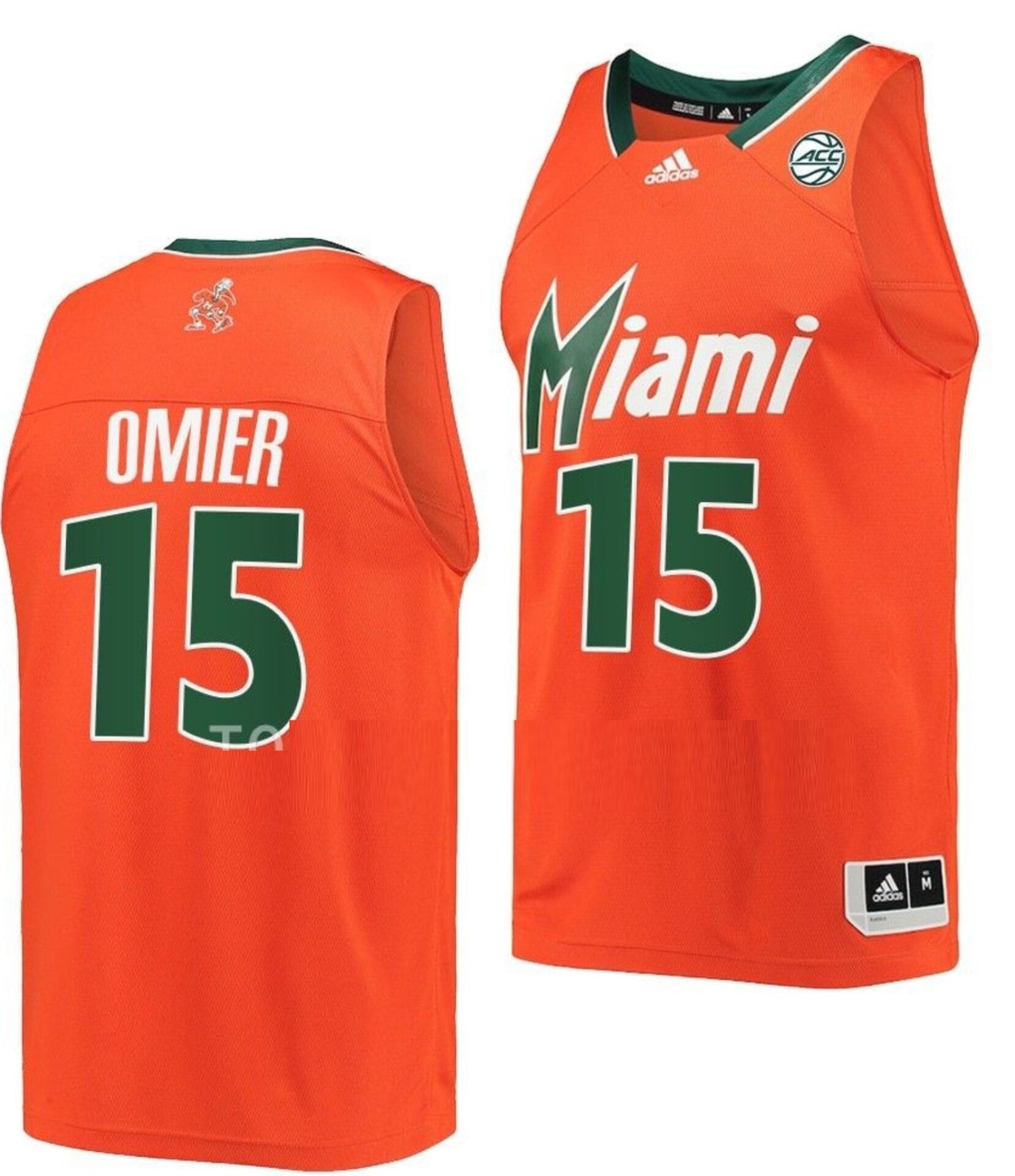 Norchad Omier Jersey Miami Hurricanes College Basketball Reverse Retro Orange #15