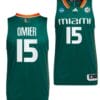 Norchad Omier Jersey #15 Miami Hurricanes 2023 NCAA March Madness Green College Basketball
