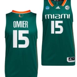Norchad Omier Jersey #15 Miami Hurricanes 2023 NCAA March Madness Green College Basketball