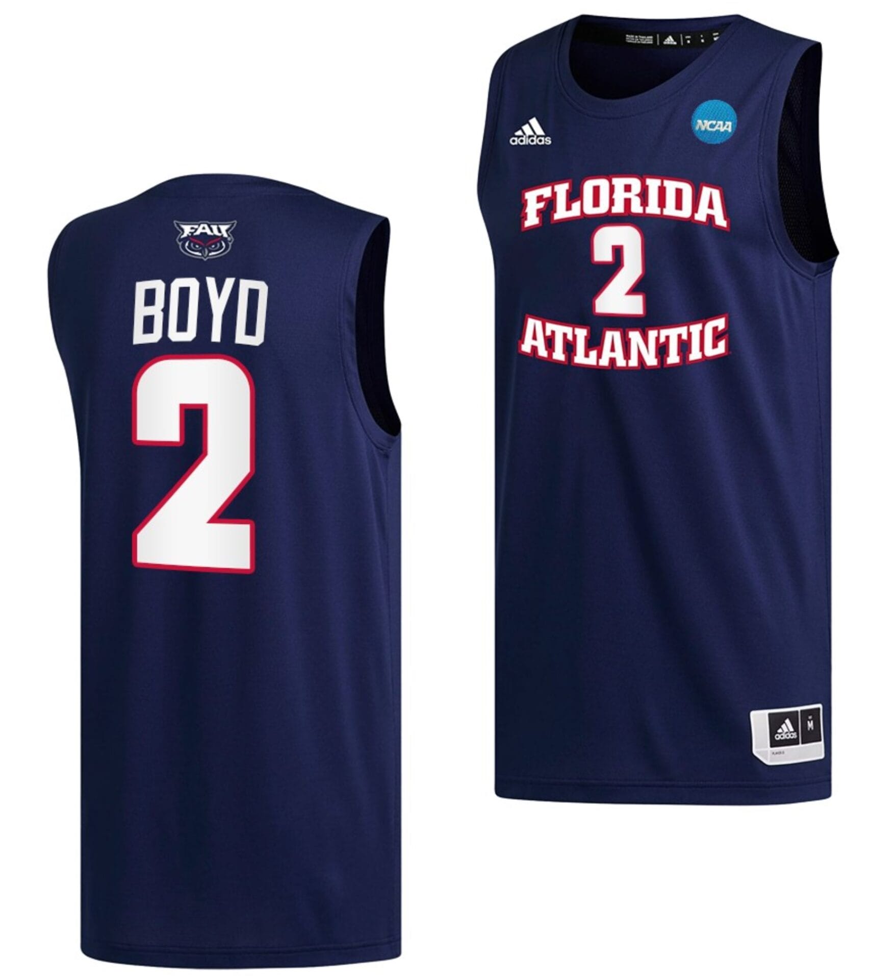 Nicholas Boyd Jersey #2 FAU Owls College Basketball 2023 NCAA March Madness Navy
