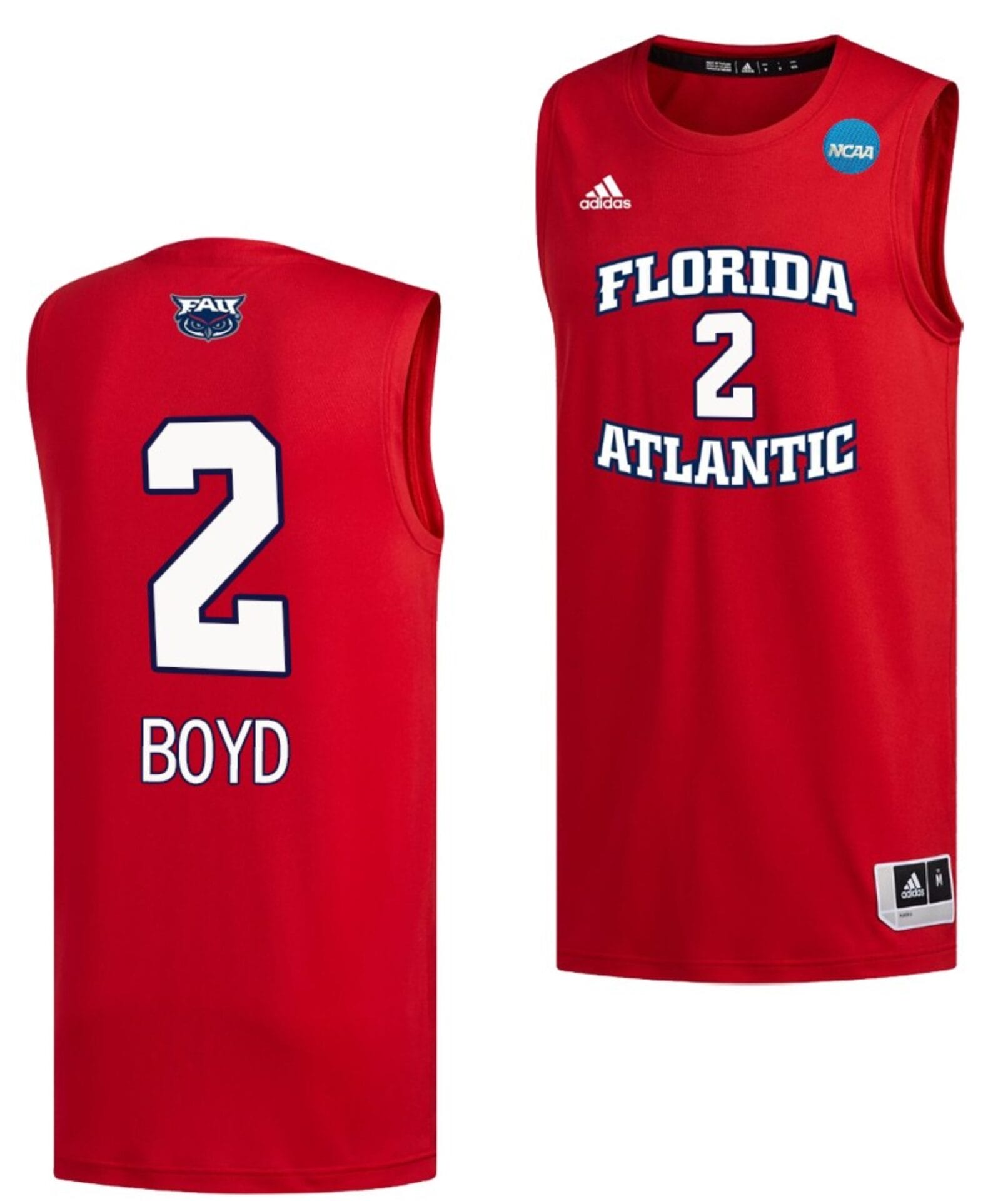 Nicholas Boyd Jersey #2 FAU Owls College Basketball 2023 NCAA March Madness Red
