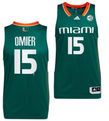 Norchad Omier Jersey Miami Hurricanes College Basketball Green #15
