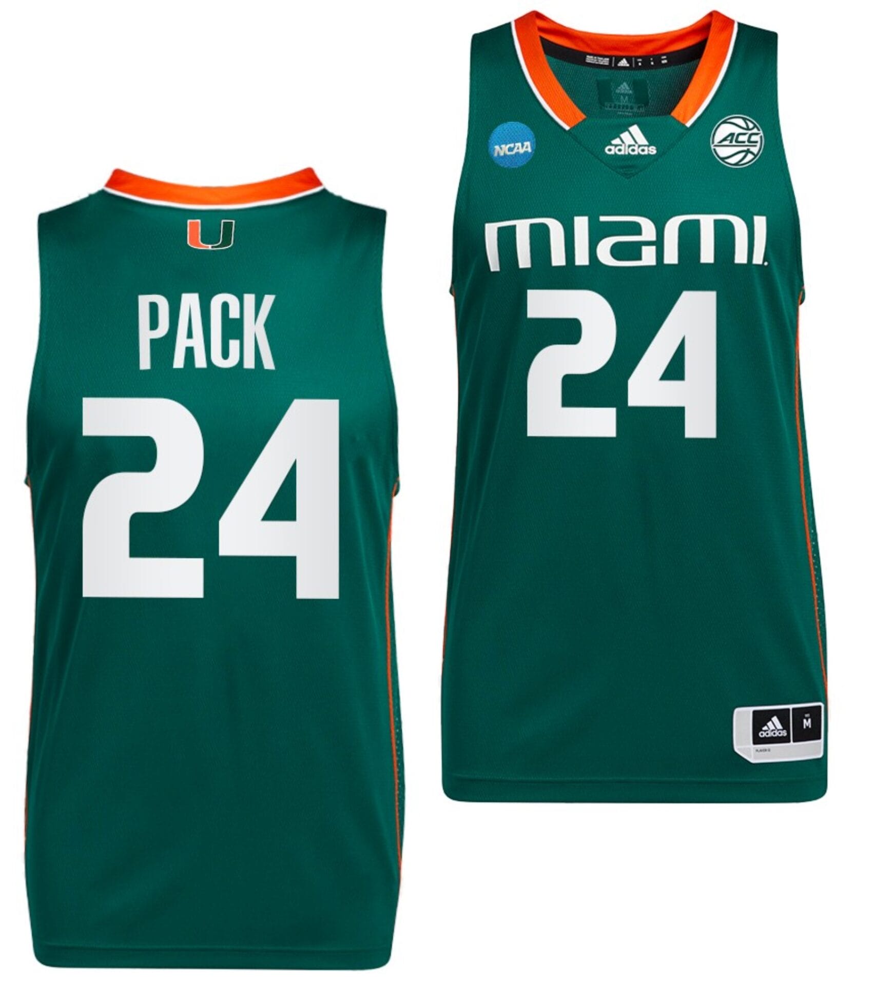 Nijel Pack Jersey #24 Miami Hurricanes 2023 NCAA March Madness Green College Basketball