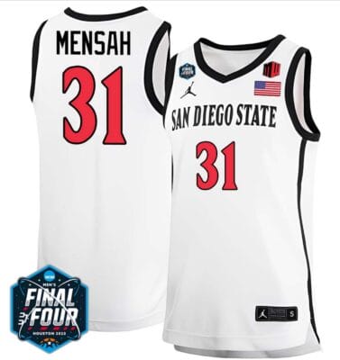 Nathan Mensah Jersey San Diego State Aztecs College Basketball 2023 NCAA Final Four White #31