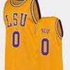Naz Reid Jersey LSU Tigers College Basketball Gold Replica #0