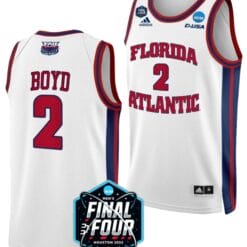 Nicholas Boyd Jersey #2 FAU Owls College Basketball 2023 NCAA Final Four White