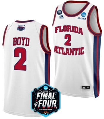 Nicholas Boyd Jersey #2 FAU Owls College Basketball 2023 NCAA Final Four White