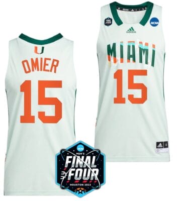 Norchad Omier Jersey Miami Hurricanes 2023 NCAA March Madness White College Basketball #15