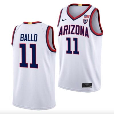 Oumar Ballo Jersey #11 Arizona Wildcats College Basketball White