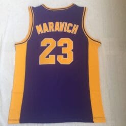 Alternative view of Pete Maravich Jersey #23 LSU Tigers College Basketball Purple 2