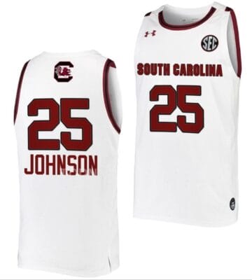Raven Johnson Jersey #25 South Carolina Gamecocks College Basketball White