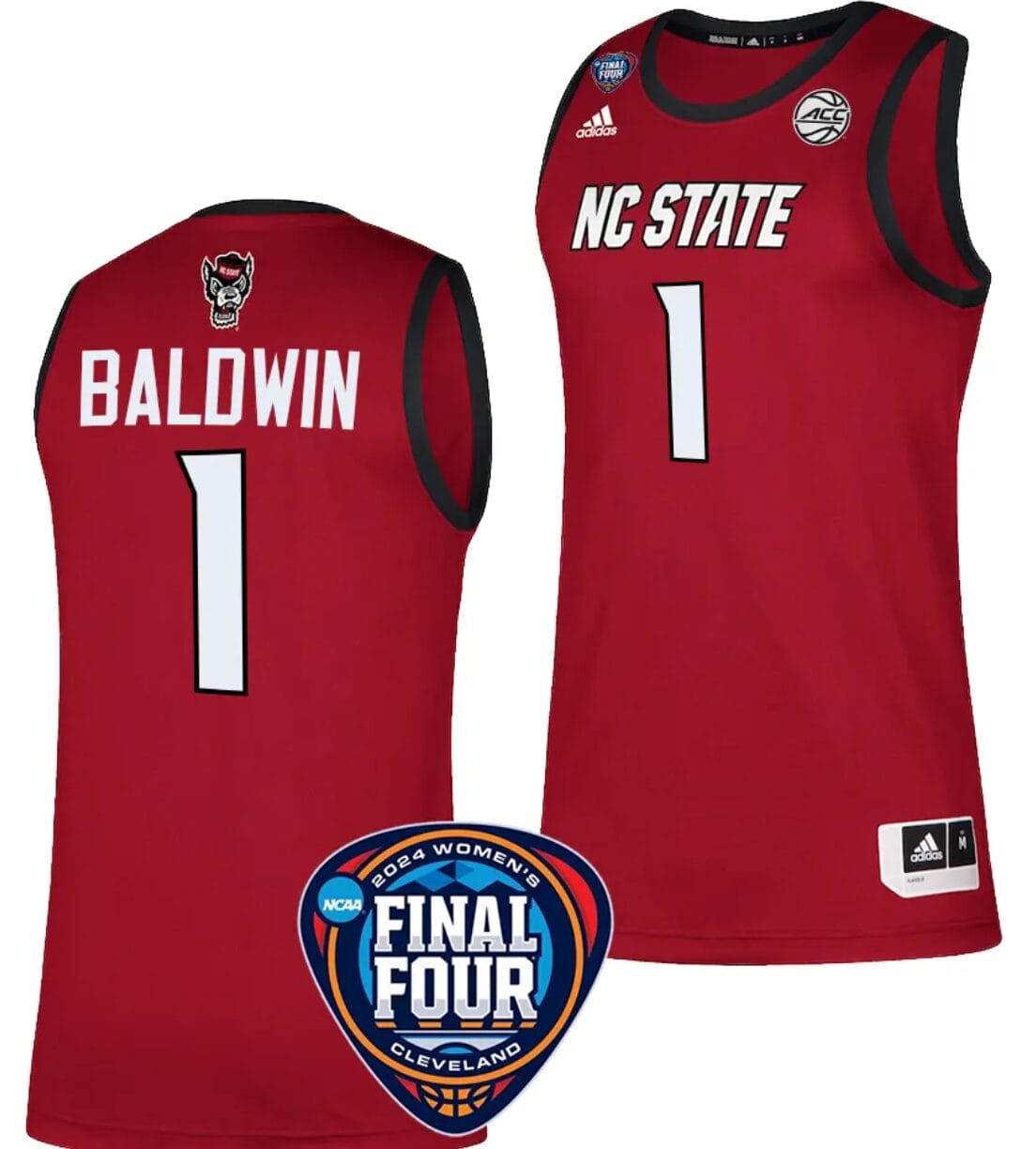River Baldwin Jersey #1 NC State Wolfpack Basketball 2024 NCAA March Madness Final Four Red