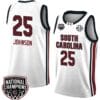 Raven Johnson Jersey #25 South Carolina Gamecocks 2024 NCAA Basketball National Champions White Red
